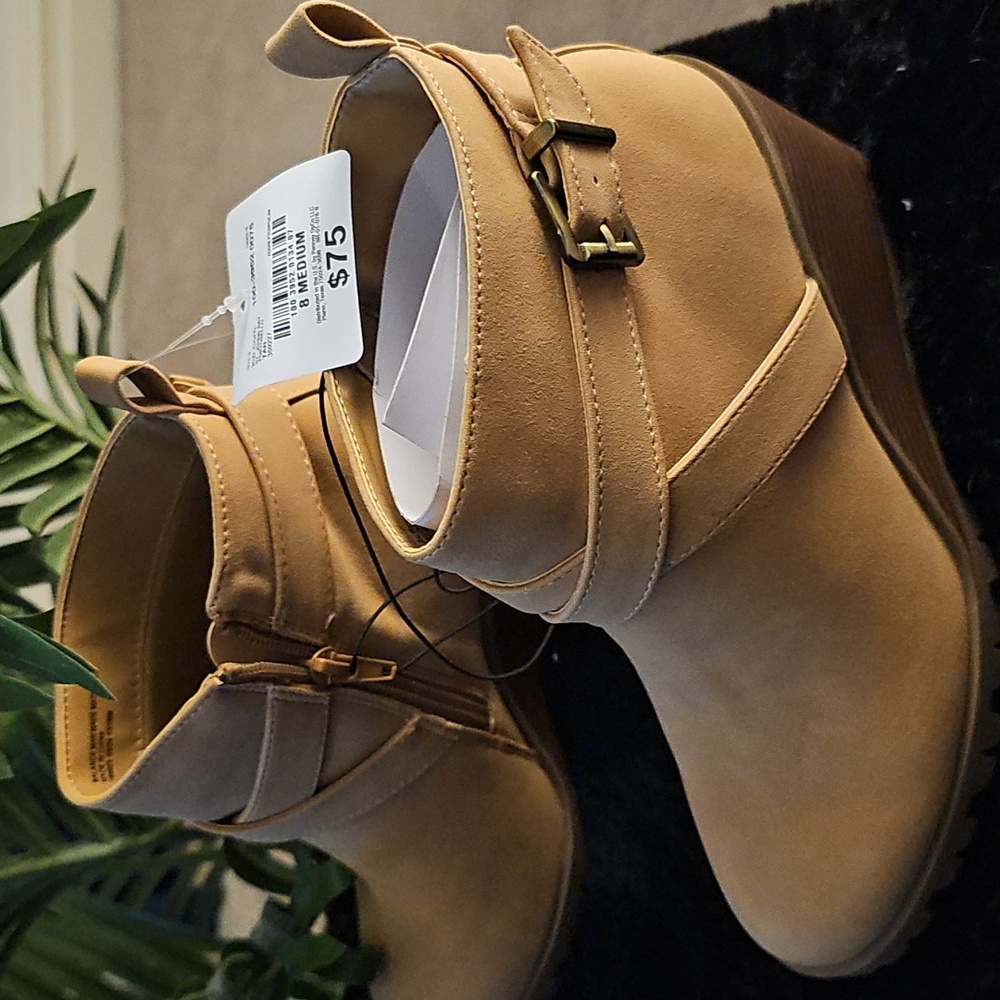 St. John's Bay Tan Ankle Booties with Buckle - Picture 3 of 4